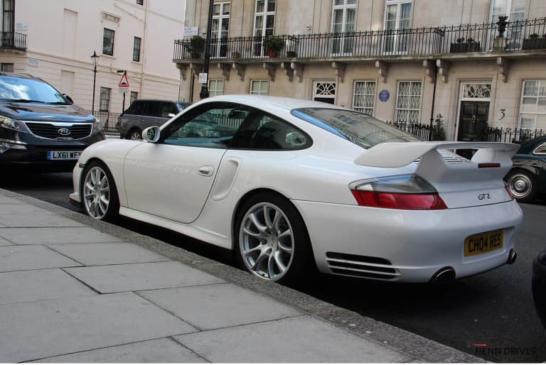 Silver Porsche 911 GT2 in London