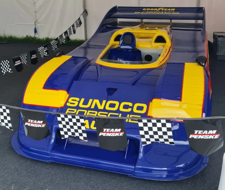 Blue and yellow Sunoco Porsche 917/30 Can-Am car run by Team Penske