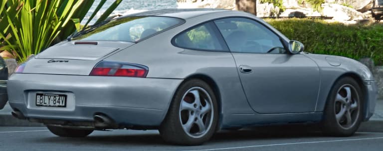 Silver Porsche 911 (996) Carrera coupe