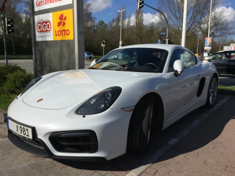 Porsche 981 Cayman GTS front view showing the second-generation design