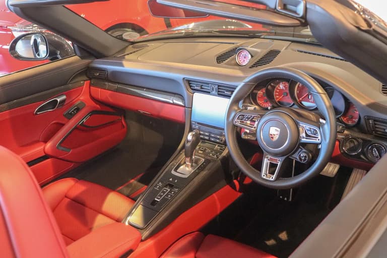 Interior of a standard Porsche 991 Turbo S Cabriolet.