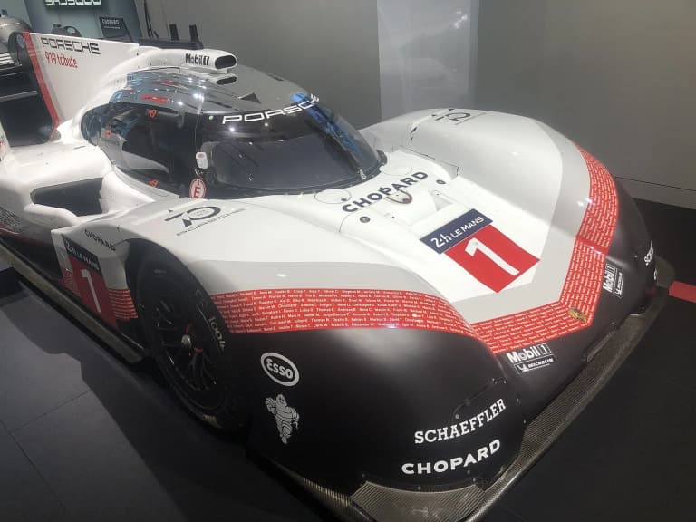 Porsche 919 Hybrid Evo front three-quarter view in white, red and black livery with race number 1