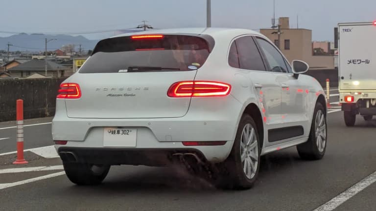 Rear of an early first-generation Porsche Macan Turbo.