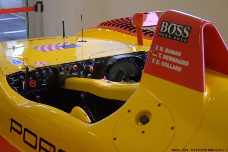 Cockpit and switch panel of a Penske Porsche RS Spyder.