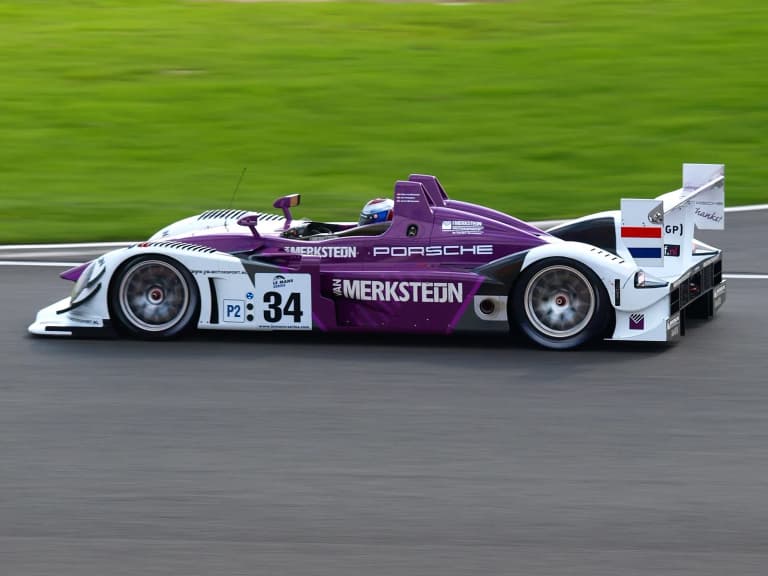 Van Merksteijn Motorsport Porsche RS Spyder, a customer LMP2 entry, at the 2008 1000km of Silverstone.