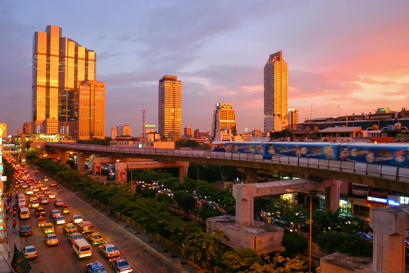 BTS Skytrain at sunset