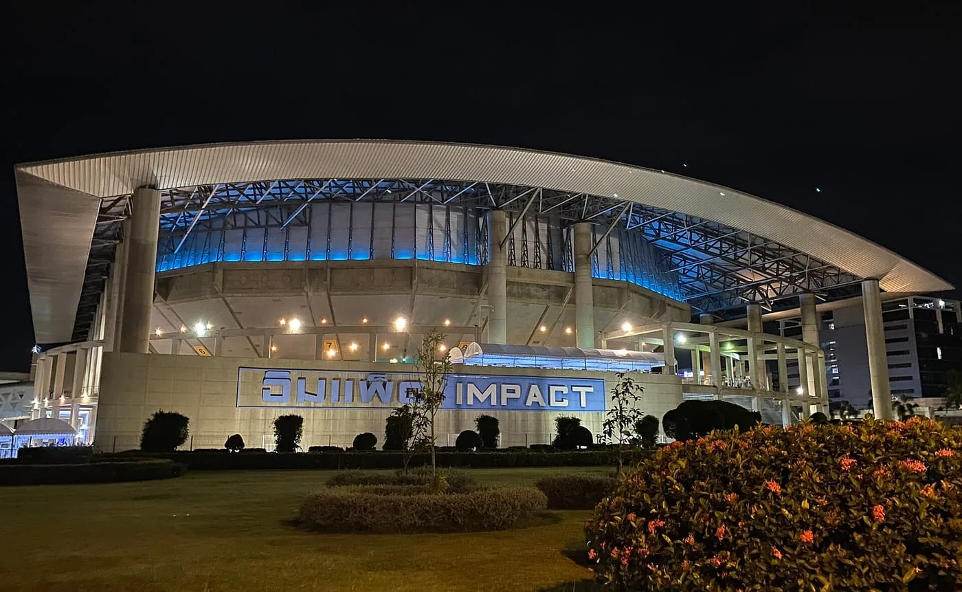 IMPACT Arena at night in Muang Thong Thani
