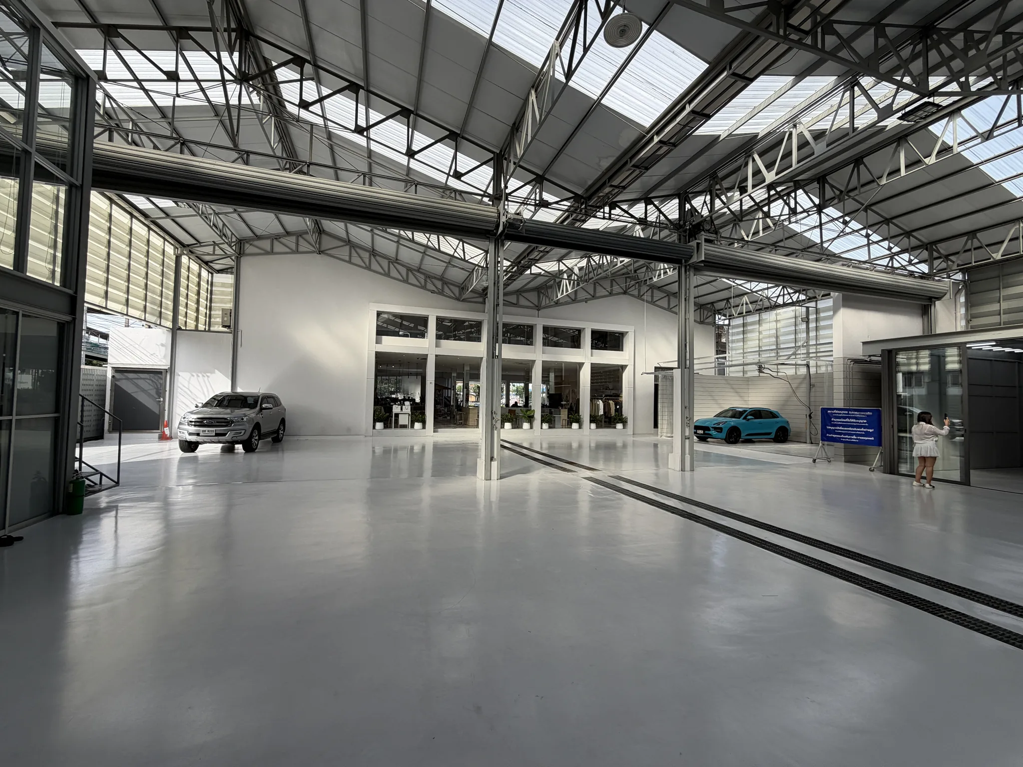 Wide view across the Archive Coffee garage